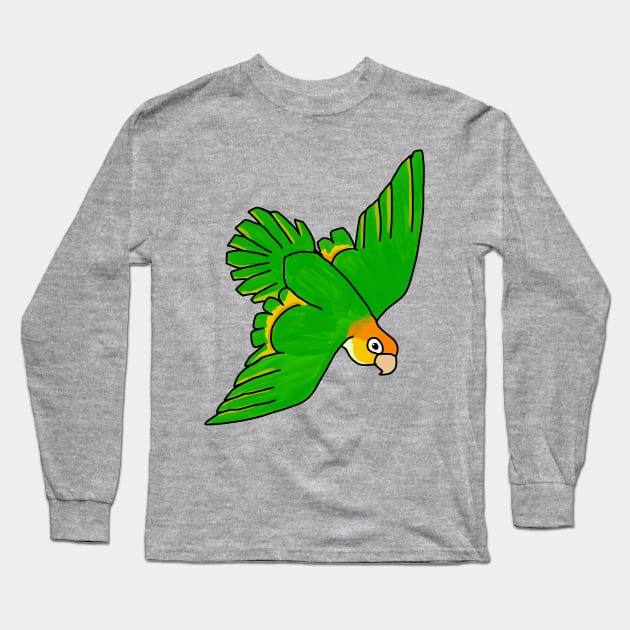 White-bellied Caique Long Sleeve T-Shirt by Peanutbutter Jackdaw